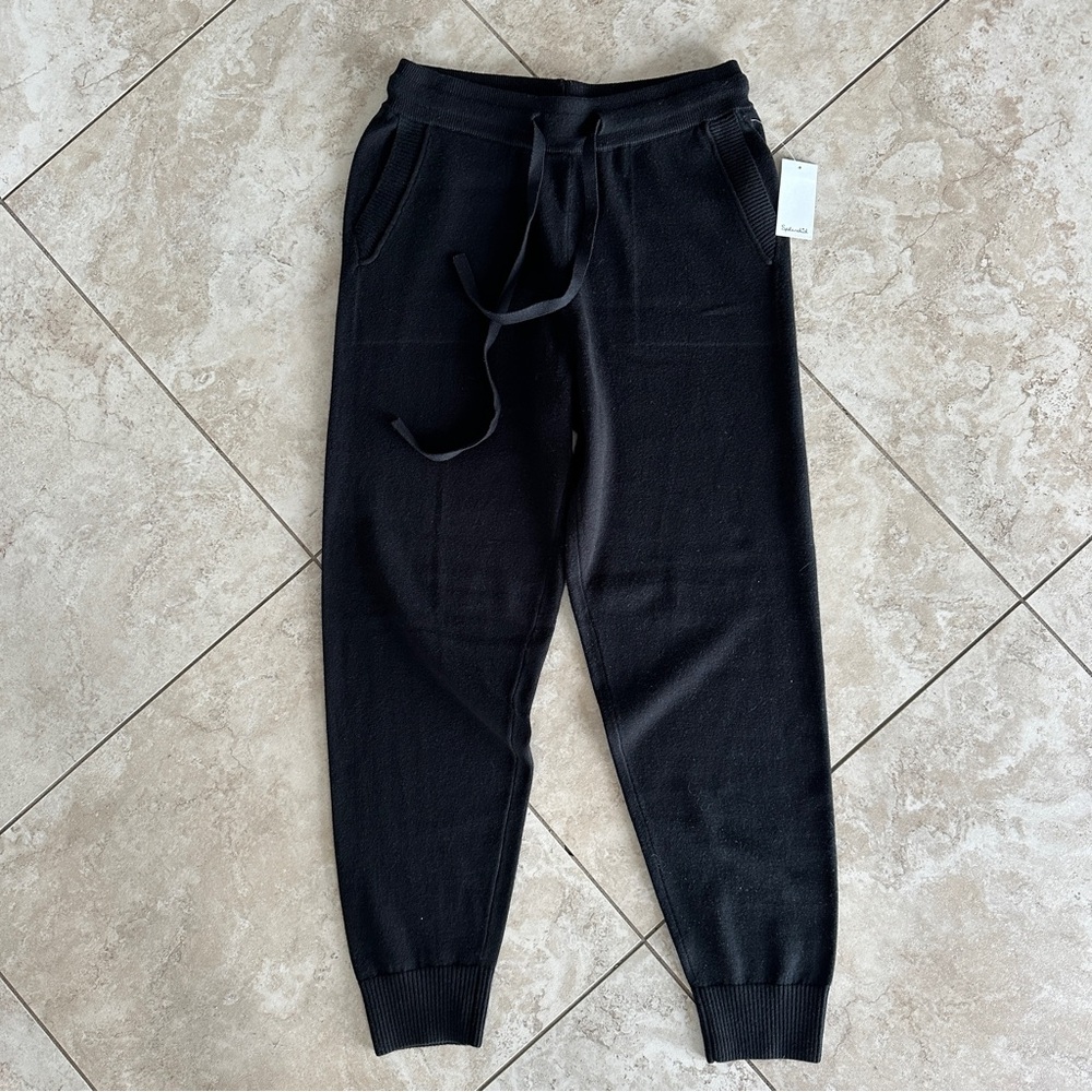 NWT Splendid Women’s woven knit cotton/acrylic blend black jogger pants